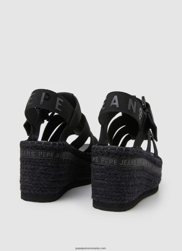 sandale cu pană witney sunny femei Pepe Jeans negru 6Z0R46647