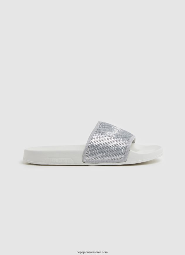 glisor dulce șlapi de plajă femei Pepe Jeans argint perlat 6Z0R46694