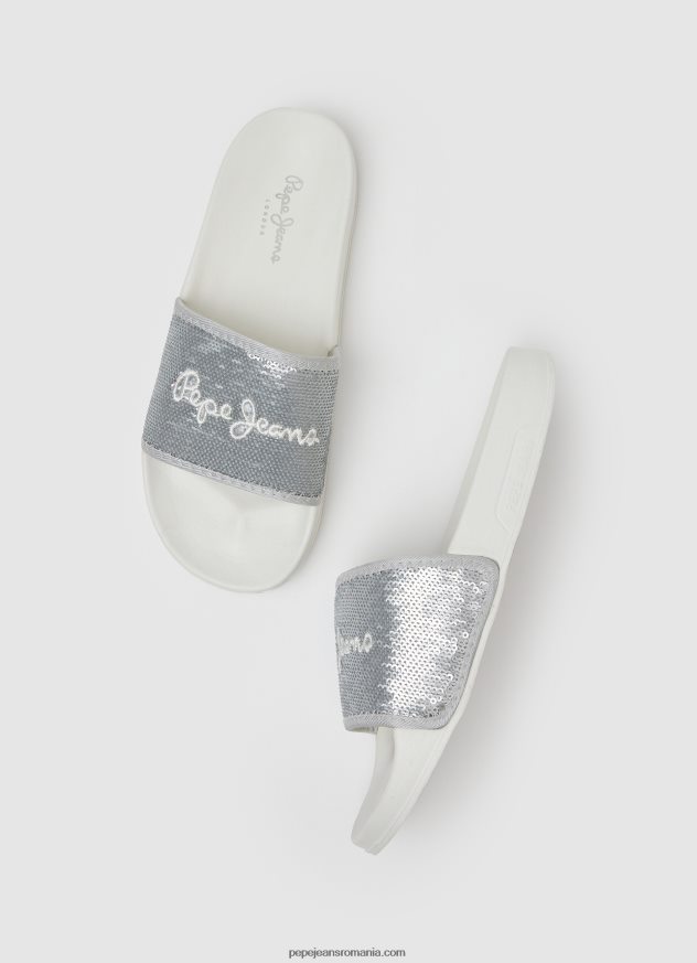 glisor dulce șlapi de plajă femei Pepe Jeans argint perlat 6Z0R46694