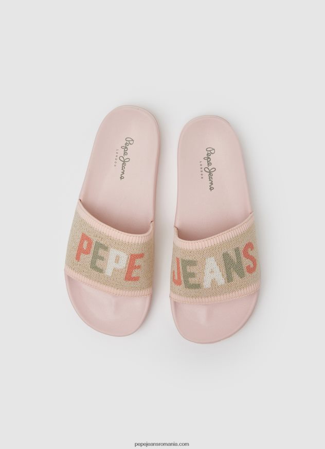șlapi de plajă din tricot glisor femei Pepe Jeans roz deschis 6Z0R46693