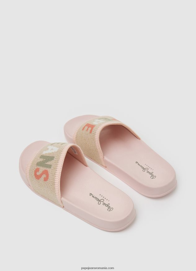 șlapi de plajă din tricot glisor femei Pepe Jeans roz deschis 6Z0R46693