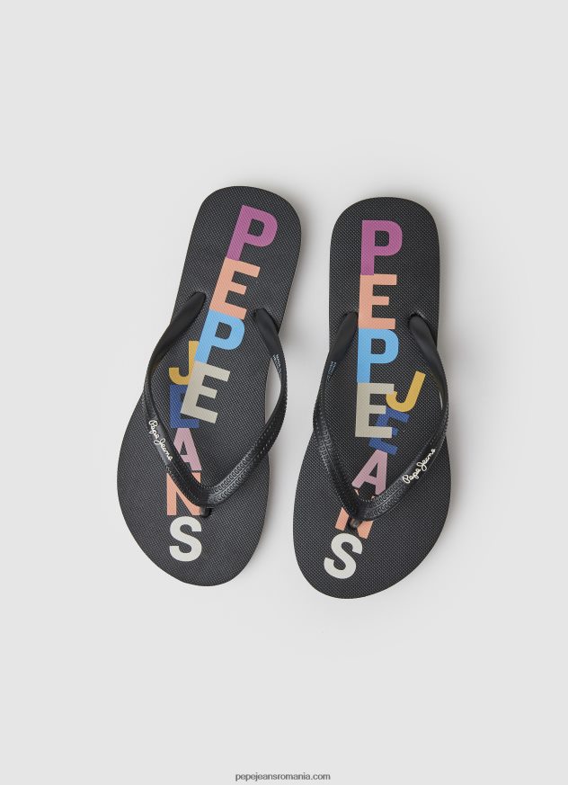rake letters șlapi de plajă femei Pepe Jeans negru 6Z0R46697