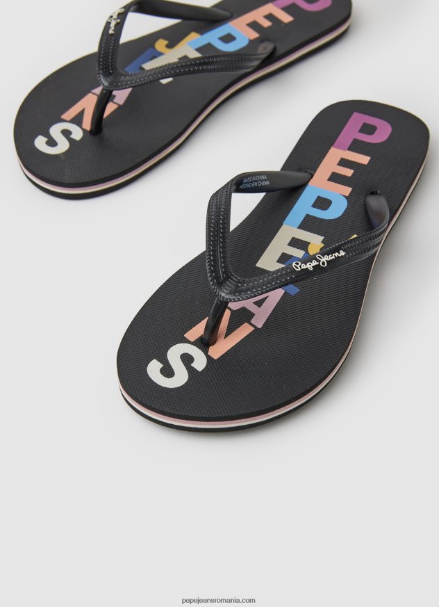 rake letters șlapi de plajă femei Pepe Jeans negru 6Z0R46697