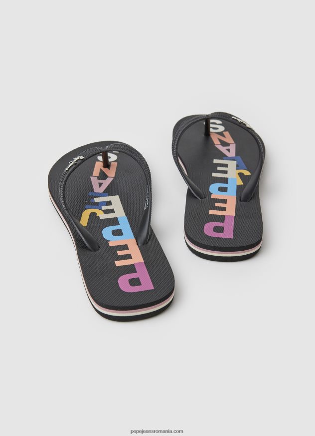 rake letters șlapi de plajă femei Pepe Jeans negru 6Z0R46697