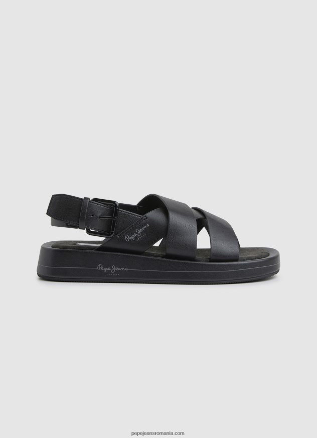 sandale cu pană bloc de vară femei Pepe Jeans negru 6Z0R46651