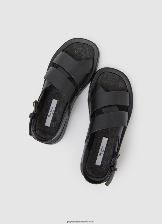 sandale cu pană bloc de vară femei Pepe Jeans negru 6Z0R46651