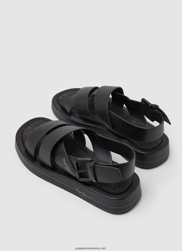 sandale cu pană bloc de vară femei Pepe Jeans negru 6Z0R46651