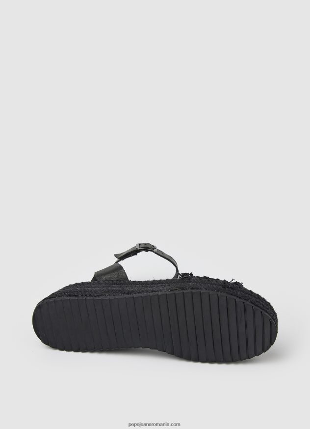 sandale cu pană din material kate femei Pepe Jeans negru 6Z0R46671