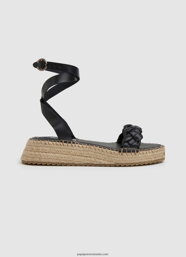 sandale cu pană împletite kate femei Pepe Jeans negru 6Z0R46676