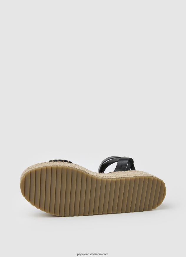 sandale cu pană împletite kate femei Pepe Jeans negru 6Z0R46676
