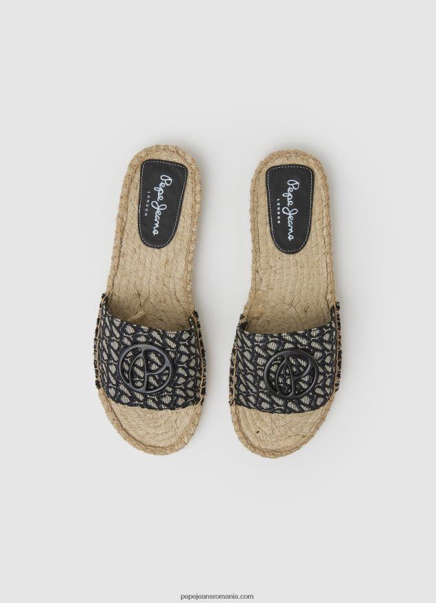 sandale din iută jacquard siva femei Pepe Jeans negru 6Z0R46683