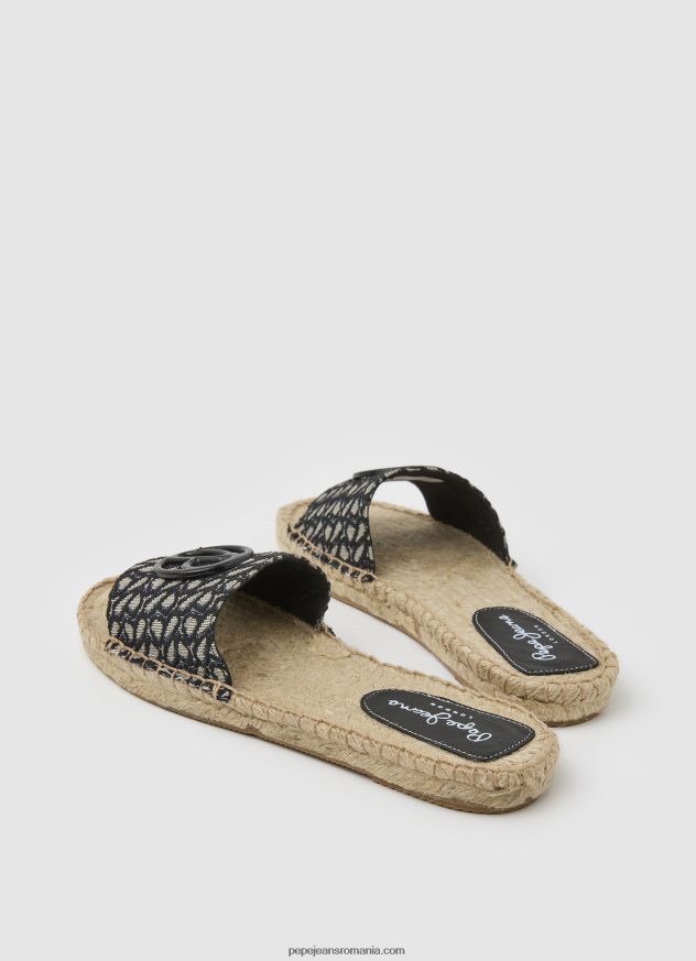 sandale din iută jacquard siva femei Pepe Jeans negru 6Z0R46683