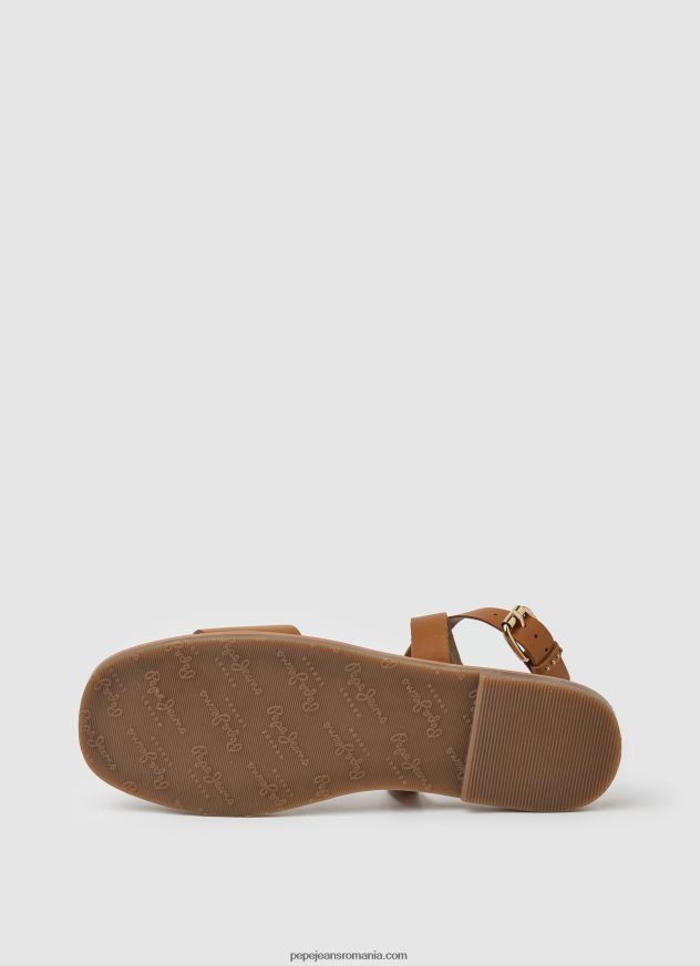 sandale din piele irma log flat femei Pepe Jeans bronzat 6Z0R46660