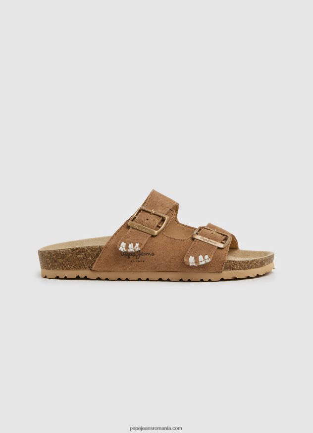 sandale din piele oban etnic femei Pepe Jeans tutun 6Z0R46673
