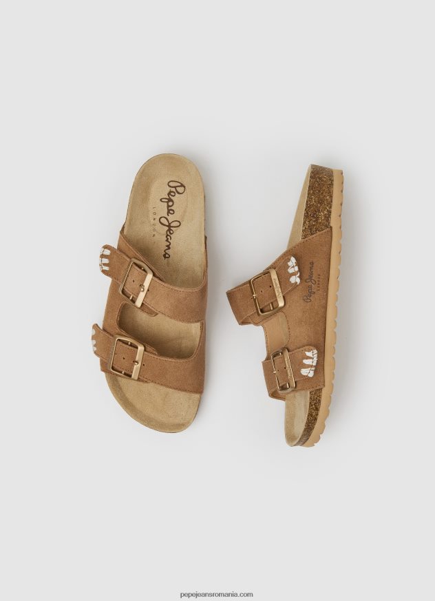 sandale din piele oban etnic femei Pepe Jeans tutun 6Z0R46673