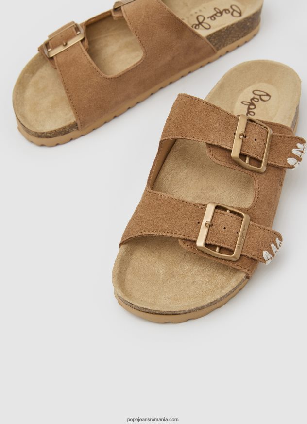 sandale din piele oban etnic femei Pepe Jeans tutun 6Z0R46673