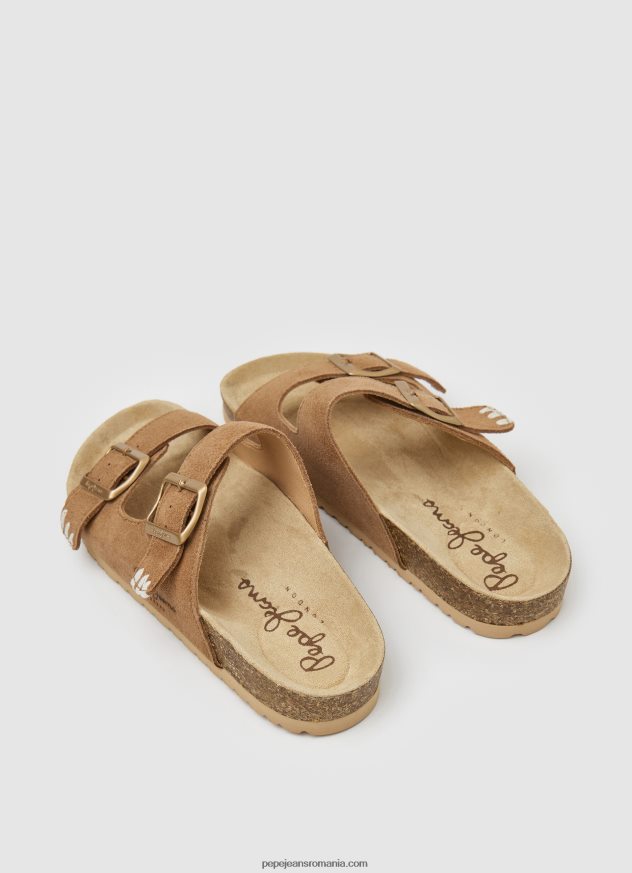 sandale din piele oban etnic femei Pepe Jeans tutun 6Z0R46673