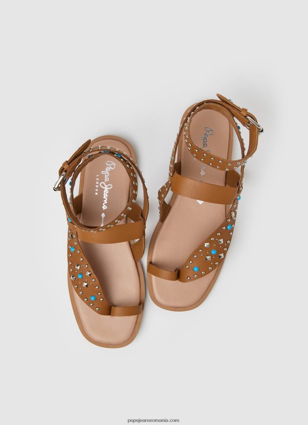 sandale etnice irma din piele femei Pepe Jeans bronzat 6Z0R46658