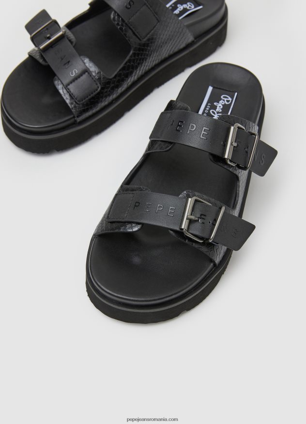 sandale pola park cu catarama dubla femei Pepe Jeans negru 6Z0R46670