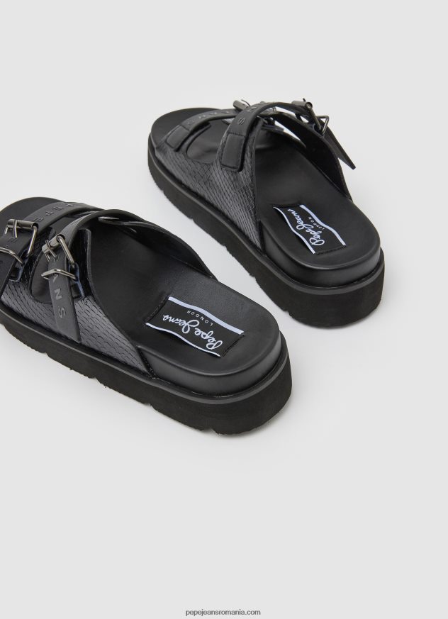sandale pola park cu catarama dubla femei Pepe Jeans negru 6Z0R46670