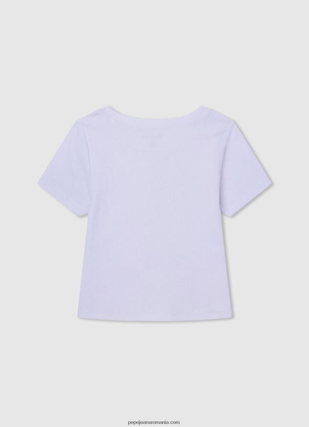 cămașă cu nervuri cu logo brodat fată Pepe Jeans alb 6Z0R461459