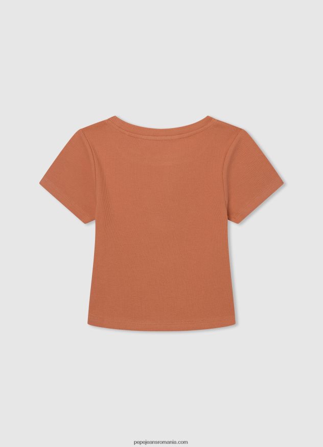 cămașă cu nervuri cu logo brodat fată Pepe Jeans piersică 6Z0R461461