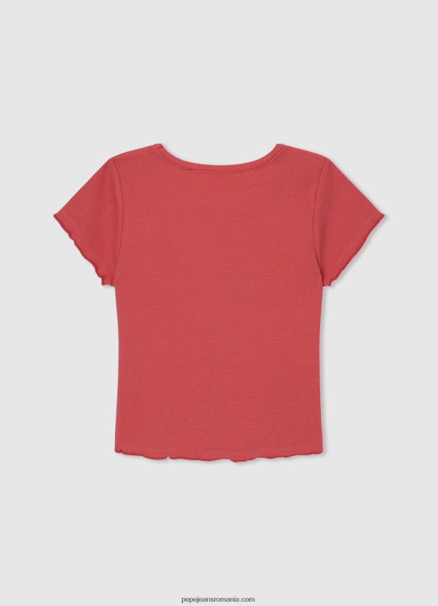 cămașă din bumbac cu nervuri fată Pepe Jeans studio roșu 6Z0R461420