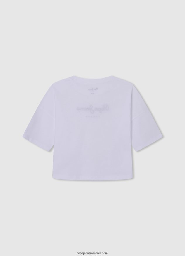 tricou boxy cu imprimeu cu logo fată Pepe Jeans alb 6Z0R461481