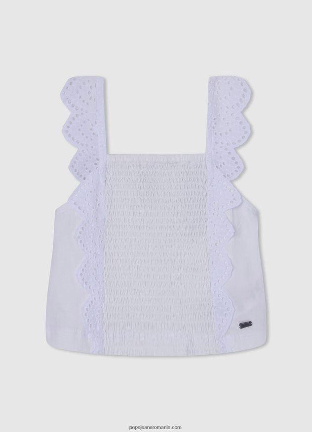 tricou boxy cu imprimeu cu logo fată Pepe Jeans alb 6Z0R461481