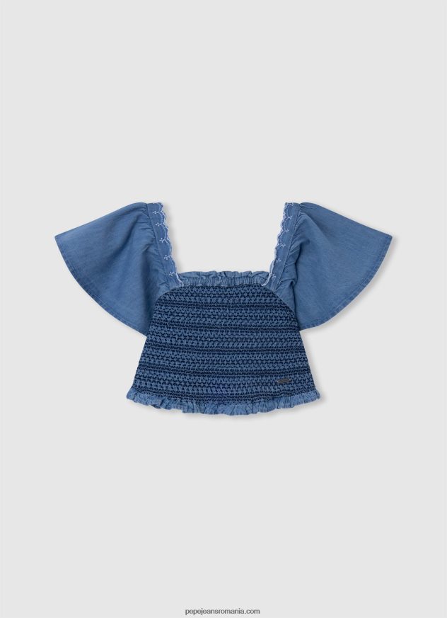 tricou boxy cu imprimeu cu logo fată Pepe Jeans ocean 6Z0R461448