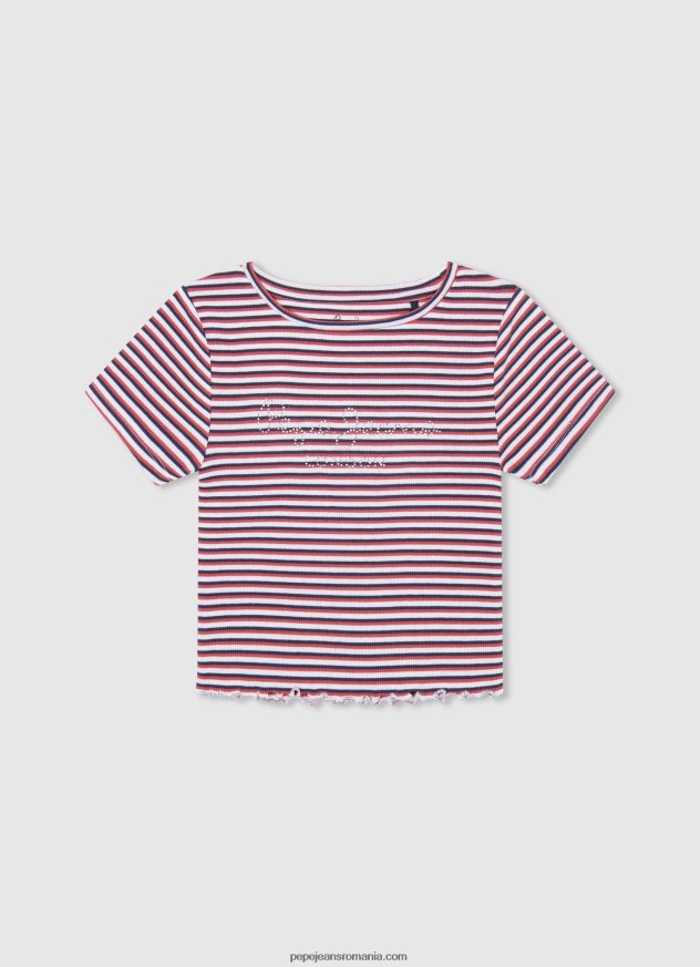 tricou cu logo cu sclipici fată Pepe Jeans studio roșu 6Z0R461469