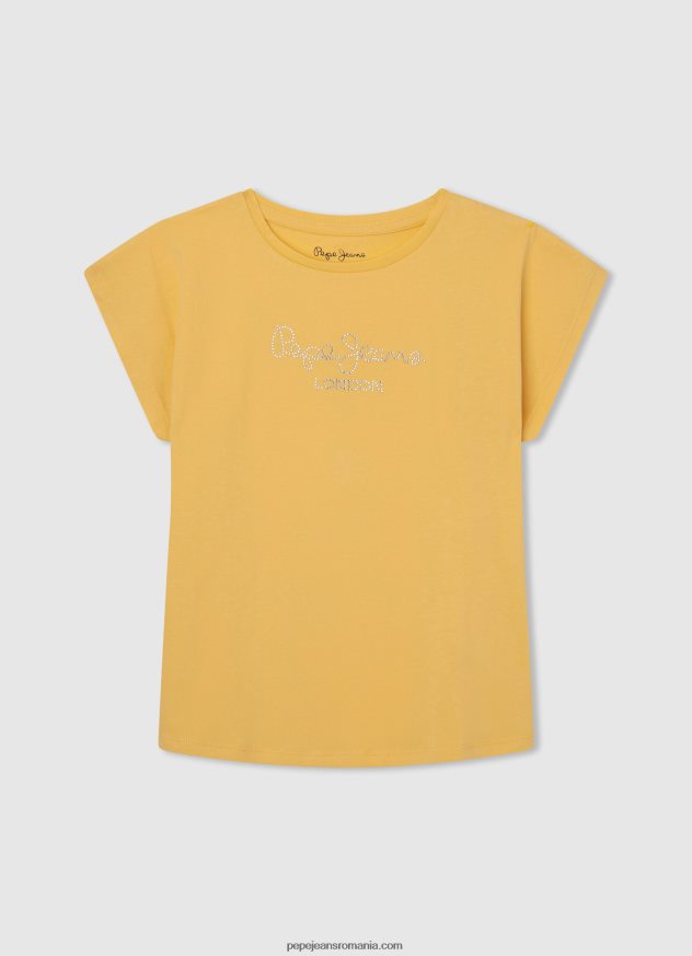 tricou cu mâneci florale fată Pepe Jeans piersică 6Z0R461435