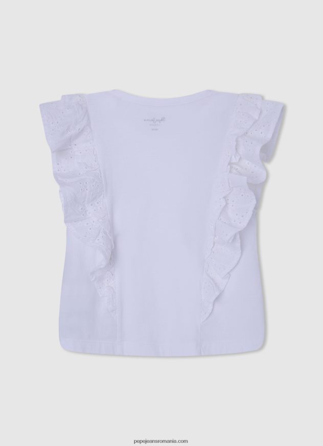 tricou cu volan dublu fată Pepe Jeans alb 6Z0R461482