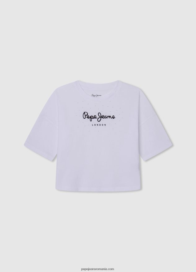 tricou cu volan dublu fată Pepe Jeans alb 6Z0R461482