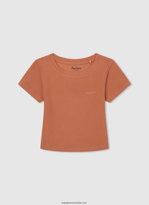 tricou din bumbac cu dungi decolorate fată Pepe Jeans roz moale 6Z0R461462