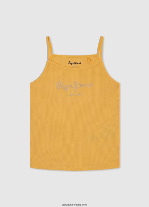 tricou din bumbac cu logo strass fată Pepe Jeans strălucire 6Z0R461433