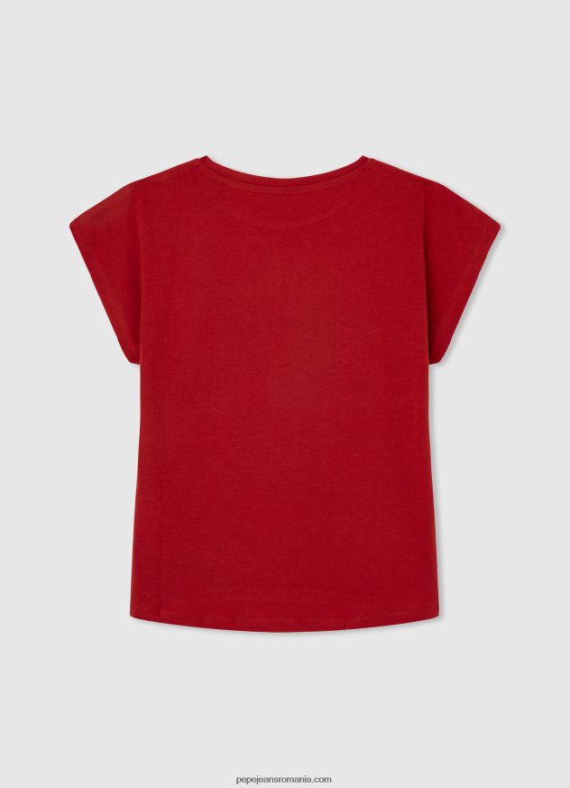 tricou din bumbac cu logo strass fată Pepe Jeans studio roșu 6Z0R461450