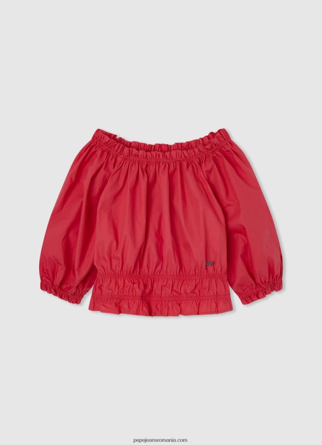 tricou din bumbac cu logo strass fată Pepe Jeans studio roșu 6Z0R461450