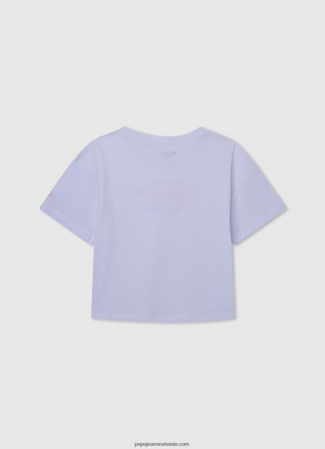 tricou din bumbac fără umăr fată Pepe Jeans alb 6Z0R461440
