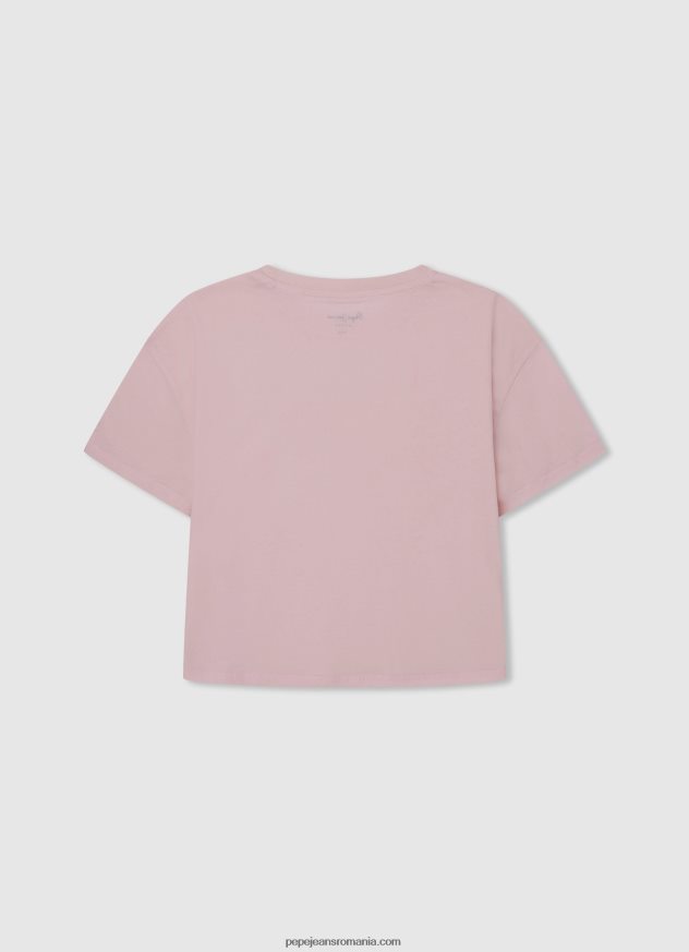tricou din bumbac fără umăr fată Pepe Jeans roz moale 6Z0R461441