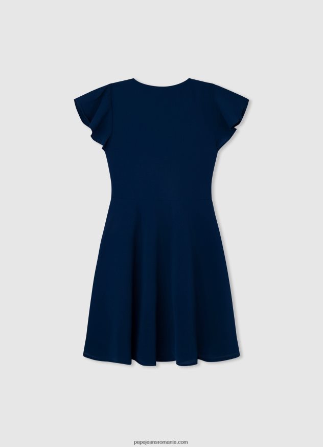rochie din crepon cu decolteu încrucișat fată Pepe Jeans ocean 6Z0R461373