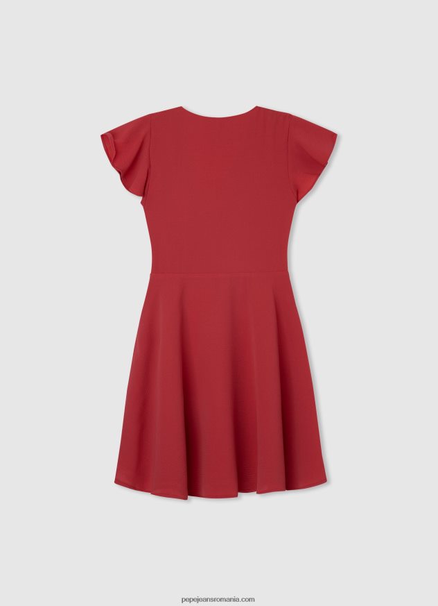 rochie din crepon cu decolteu încrucișat fată Pepe Jeans studio roșu 6Z0R461374