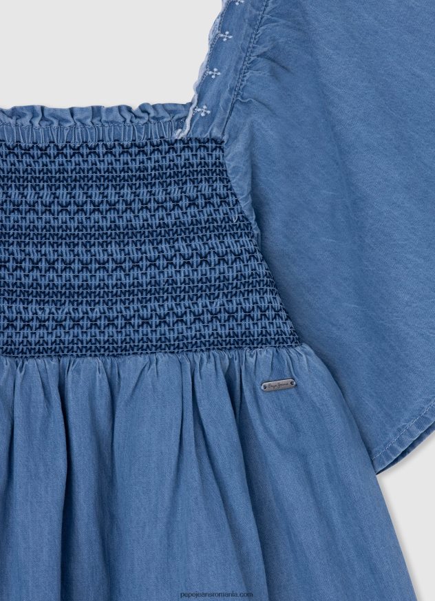 rochie din denim brodata fată Pepe Jeans dafin 6Z0R461380