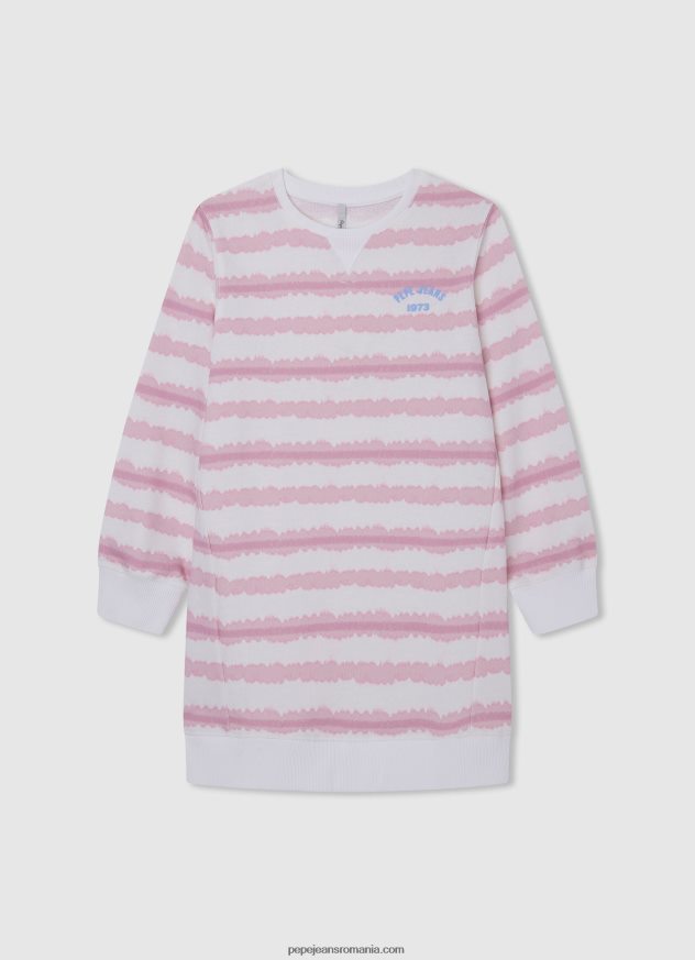 rochie mini cu dungi degradate fată Pepe Jeans roz moale 6Z0R461392