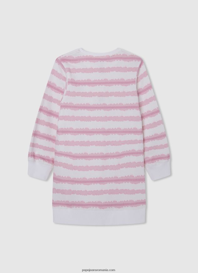 rochie mini cu dungi degradate fată Pepe Jeans roz moale 6Z0R461392