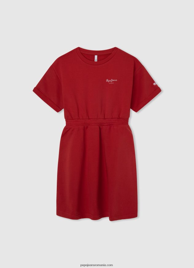 rochie mini cu dungi degradate fată Pepe Jeans roz moale 6Z0R461392