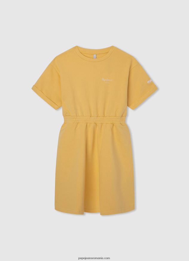 rochie mini cu dungi degradate fată Pepe Jeans roz moale 6Z0R461392