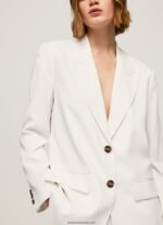 blazer de in, cu o formă relaxată femei Pepe Jeans alb 6Z0R46110 - imagine 3