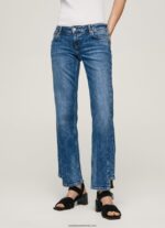 blugi alex cu talie joasă, drepte femei Pepe Jeans denim 6Z0R4624 - imagine 2
