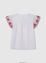 bluză brodată gaulle fată Pepe Jeans alb 6Z0R461423 - imagine 2